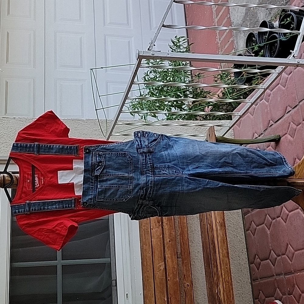 Shirt and Denim Jumper. Size 26. Very good condition.